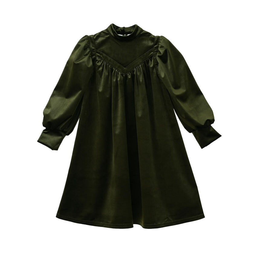 Rachel dress (olive-green velvet)