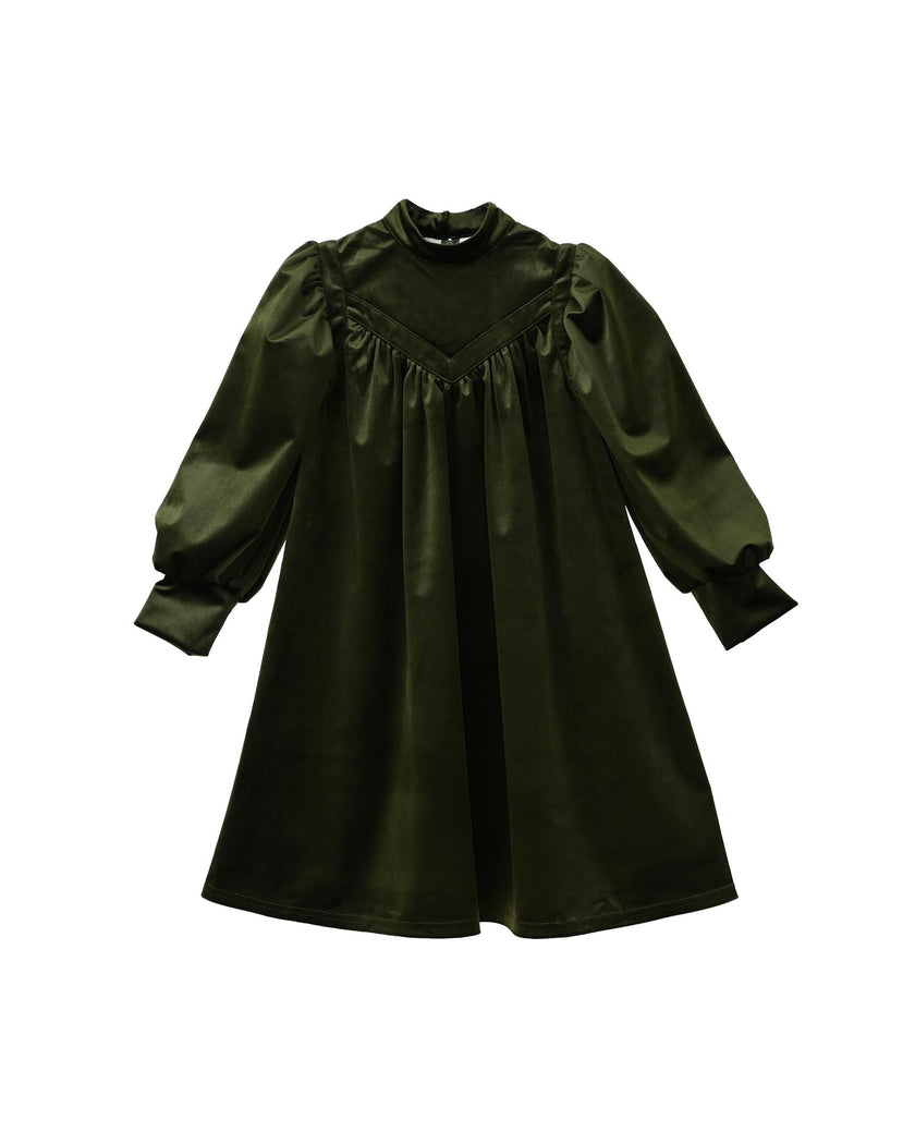 Rachel dress (olive-green velvet)