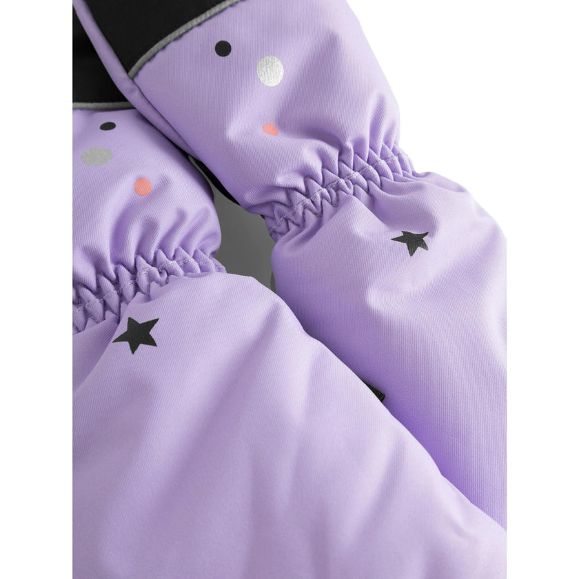 Unido Lila Elastic Long Cuff Mittens, Purple