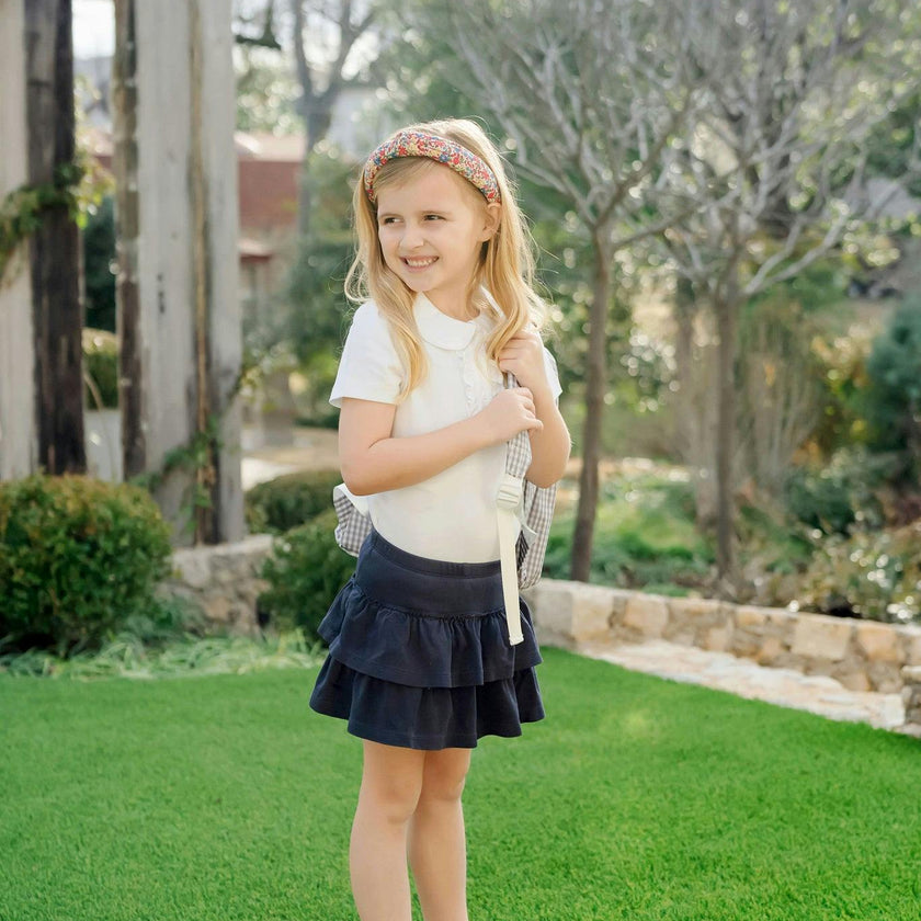 Maggie Girls' Tiered Pima Cotton Skirt Navy
