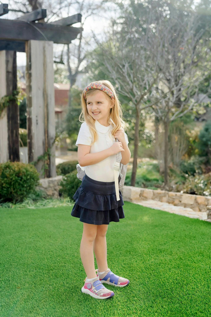 Maggie Girls' Tiered Pima Cotton Skirt Navy