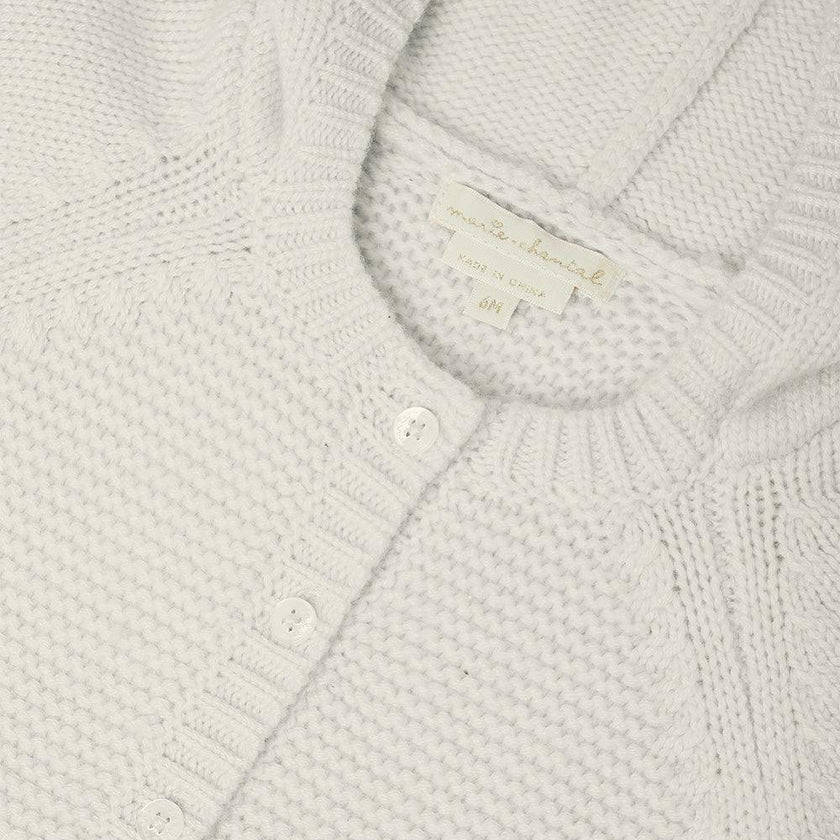 Bo Cable Knit Pram Cardigan - Milky White