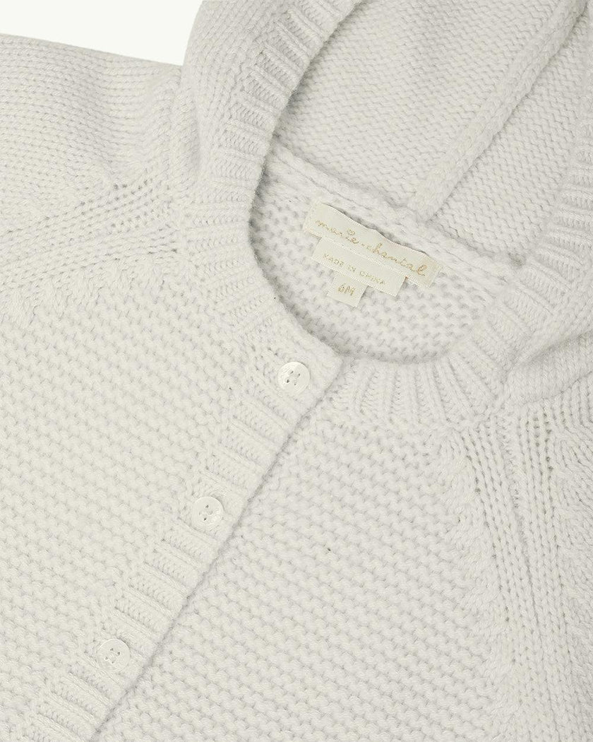 Bo Cable Knit Pram Cardigan - Milky White