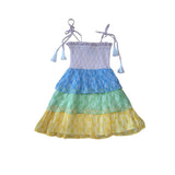 Smock Bodice Tiered Dress Block Print