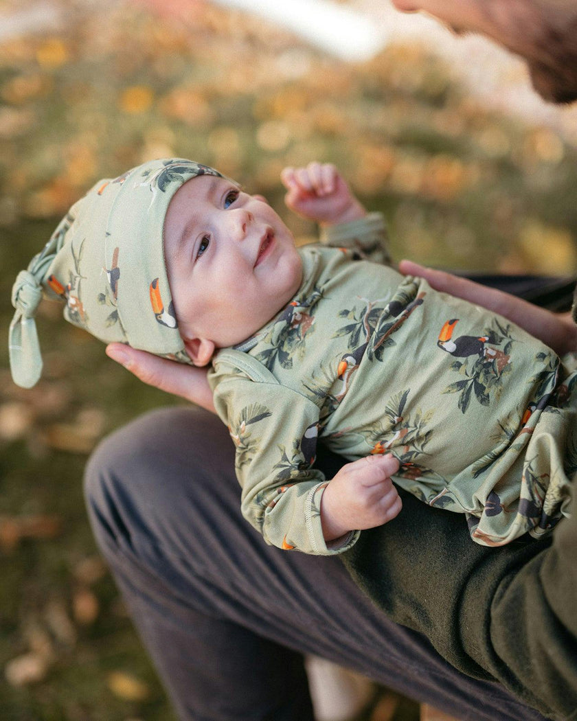 Cotton Stretch Newborn Gown & Hat Set