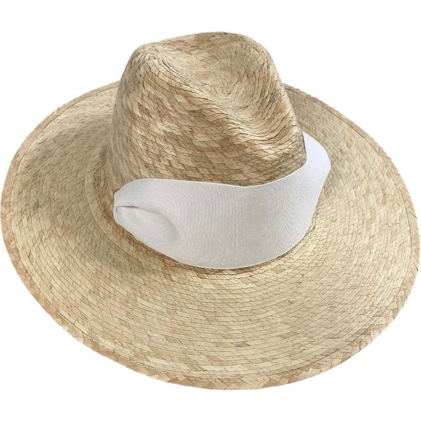 Women's Zinnia Wide & Short Brim Tennis & Croquet Ribbon Sun Hat, White