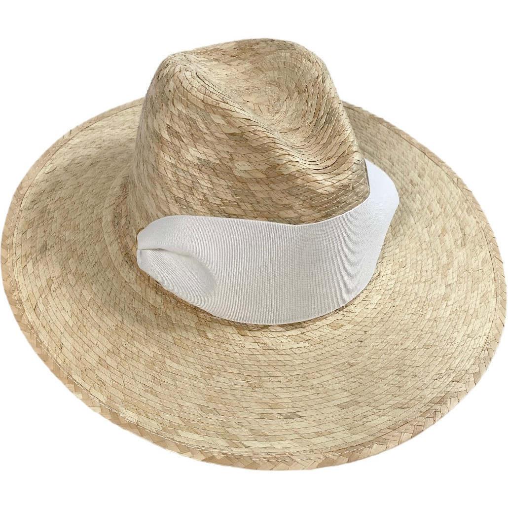 Women's Zinnia Wide & Short Brim Tennis & Croquet Ribbon Sun Hat, White