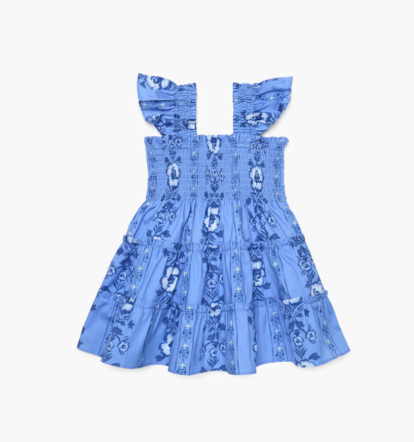 The Tiny Ellie Nap Dress - Blue Arcadia Border