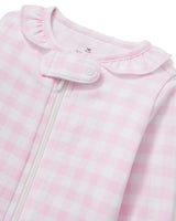 Baby's Pima Ruffle Collar Romper in Pink Gingham