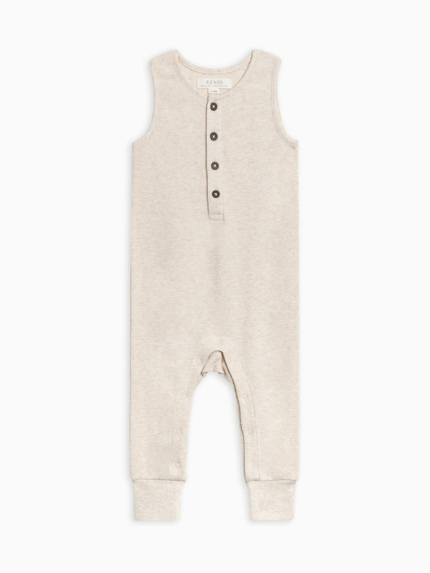 Wade Waffle Tank Romper - Heather Oat