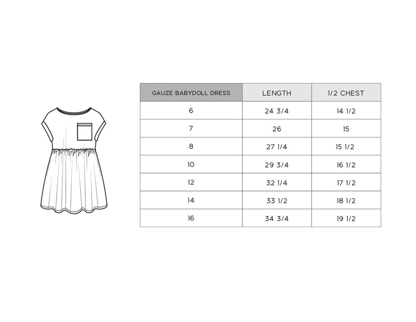 Girls Gauze Babydoll Dress in Mini Golden Floral