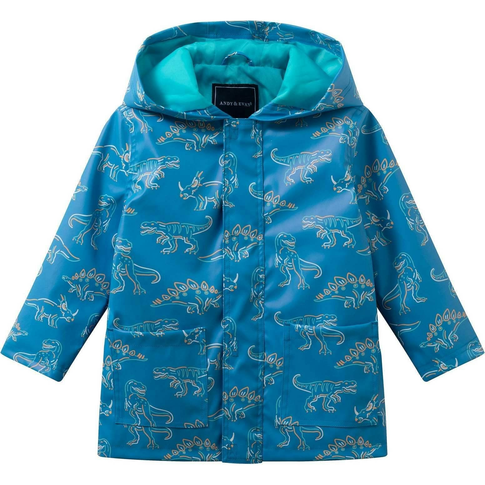 Boys Allover Print Raincoat | Blue Dino