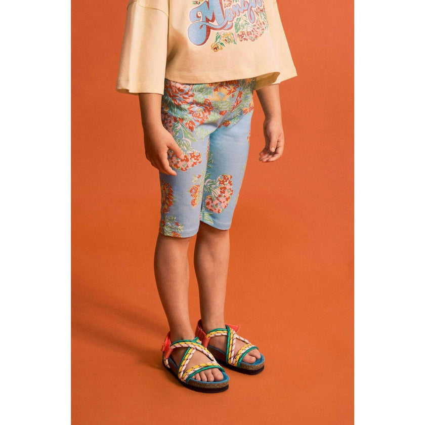 VINTAGE FLOWERS SHORT LEGGINGS LIGHT BLUE