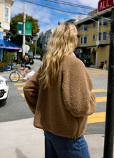 Relaxed Raglan Sleeve Maternity Sherpa Jacket