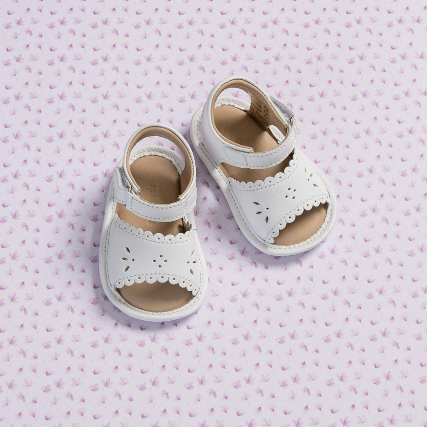 Baby Scallop Sandal | White Leather