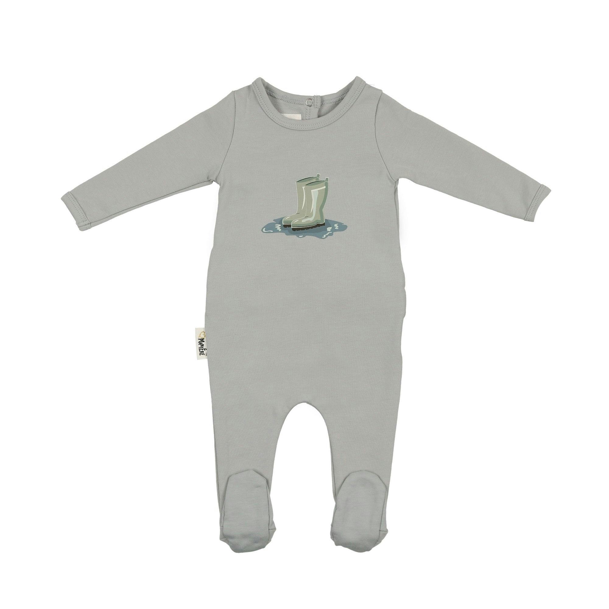Rain Boot Print Footie and Beanie Set