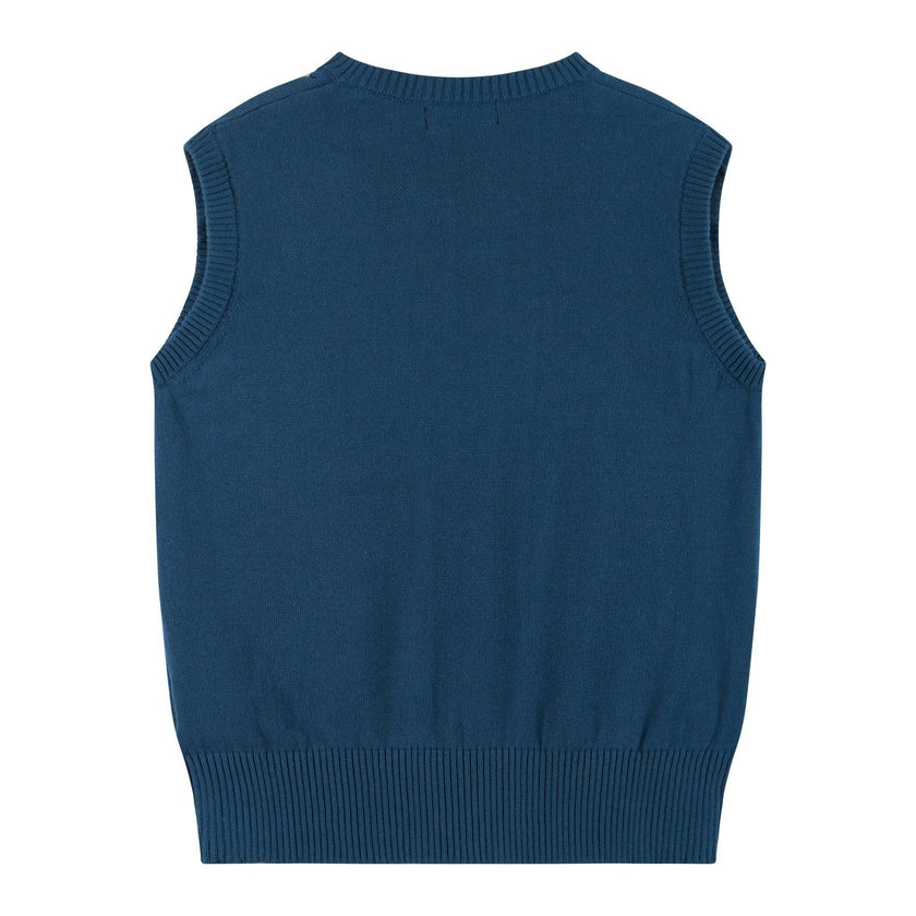 Boys 4-Piece Vest Set | Navy & Khaki Plaid