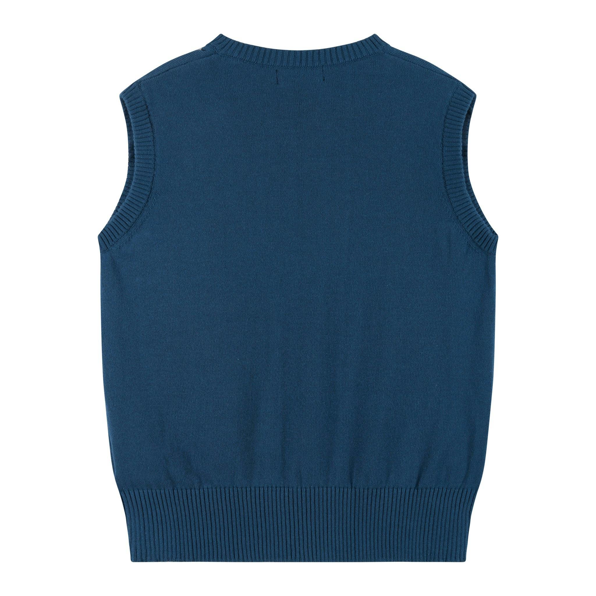 Boys 4-Piece Vest Set | Navy & Khaki Plaid