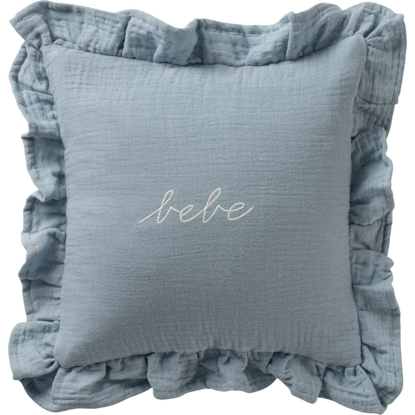 Blue Gauze Bebe Ruffle Accent Pillow
