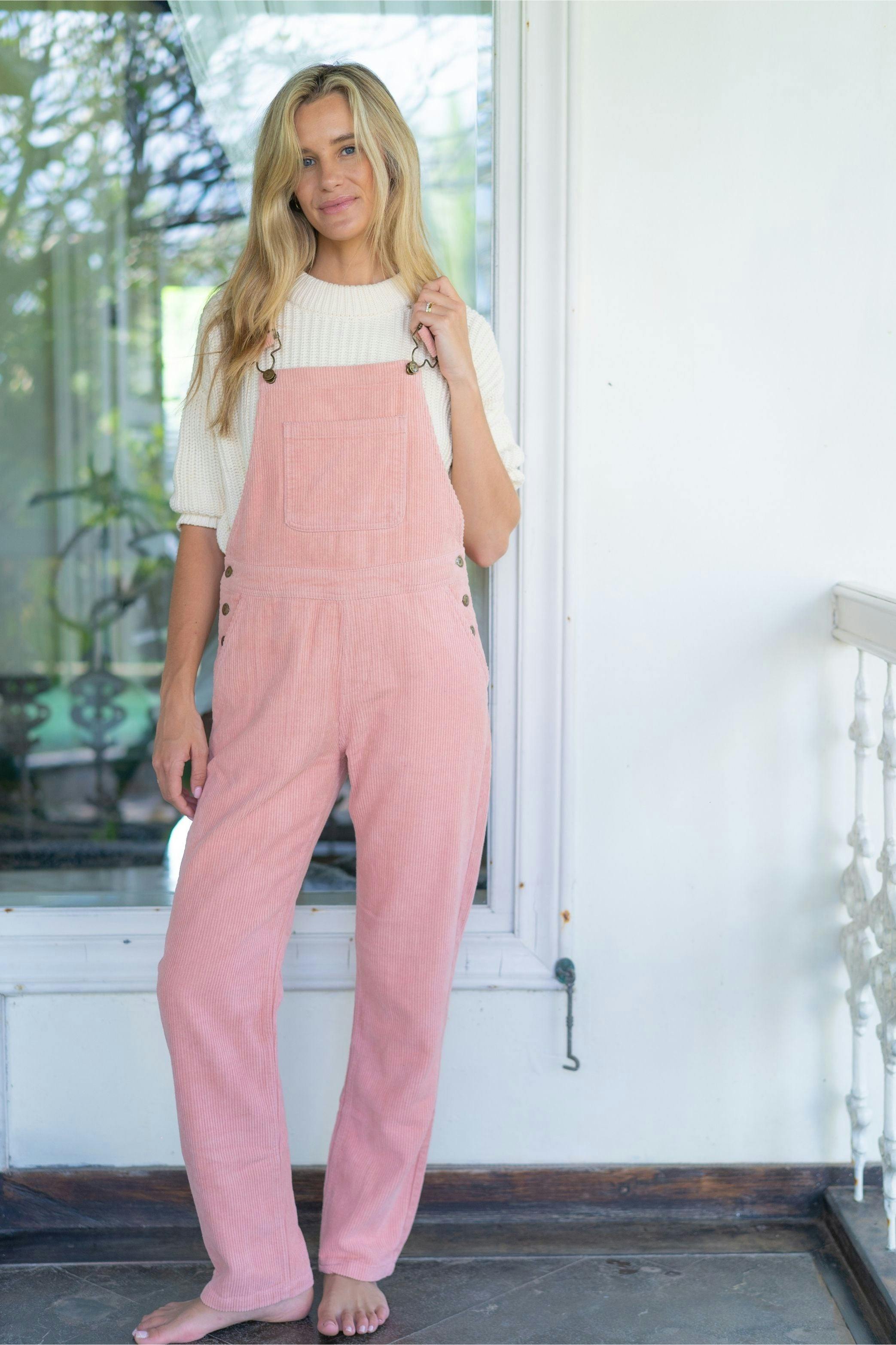Adult Pink Chunky Cord Overalls