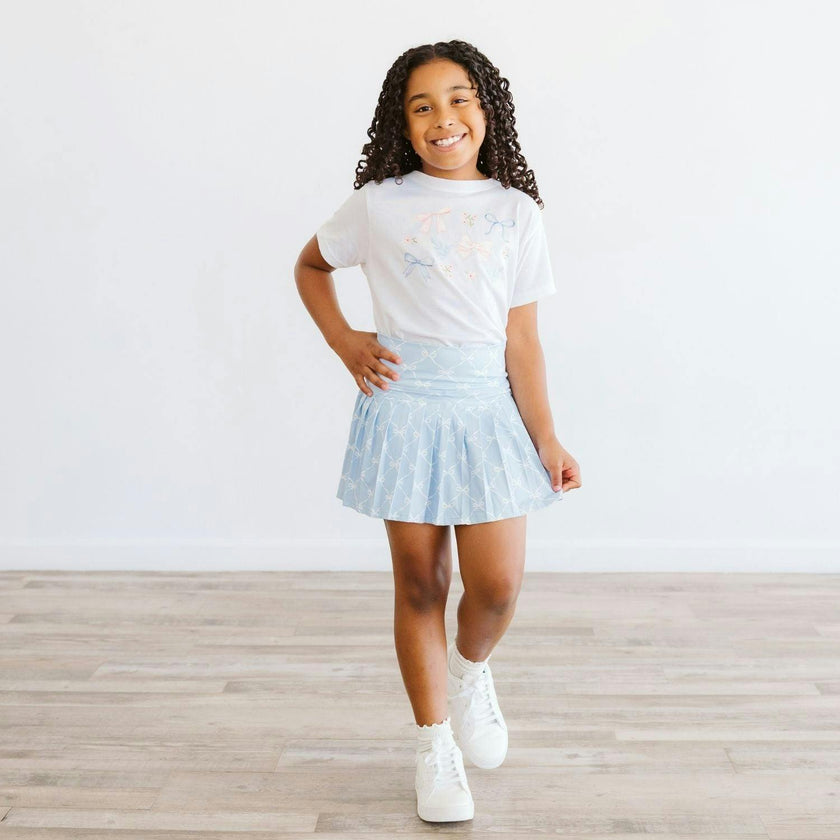 Powder Blue Bow Trellis Athletic Skort