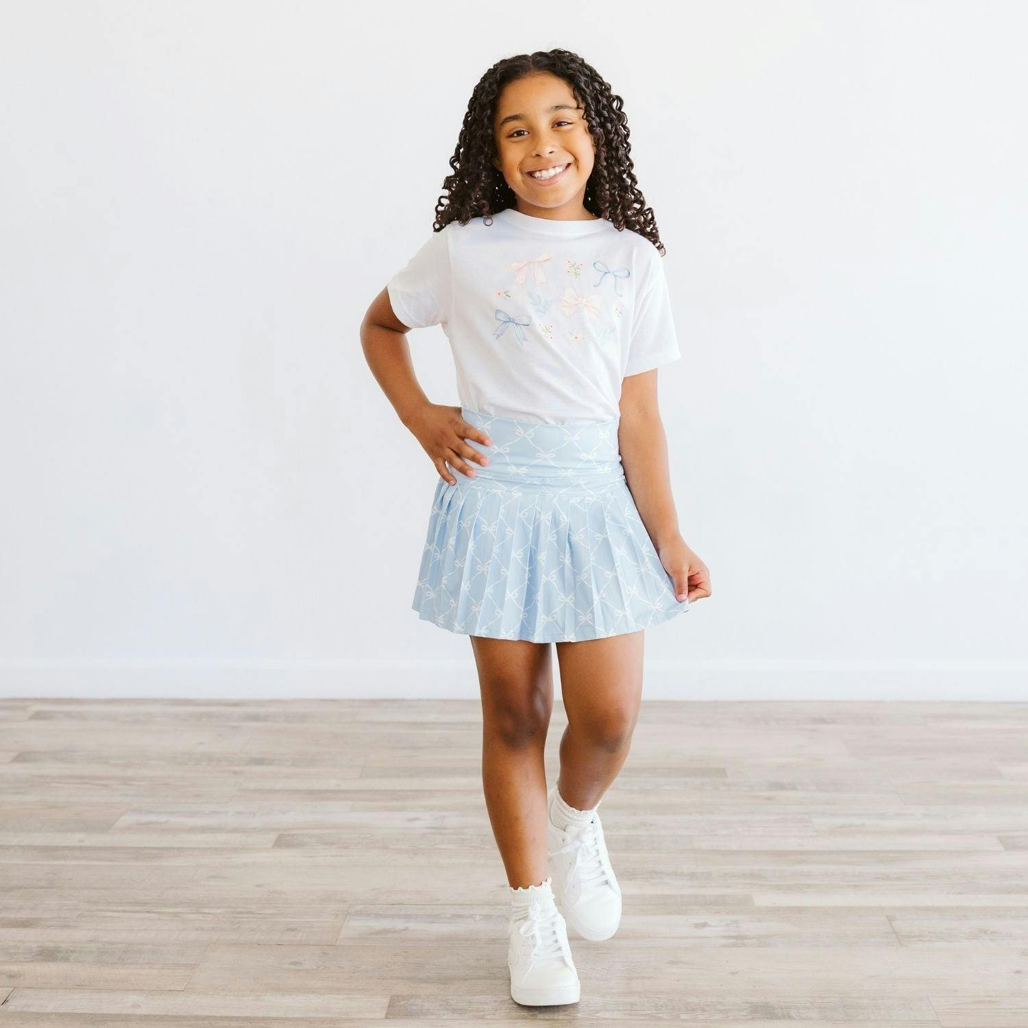 Powder Blue Bow Trellis Athletic Skort