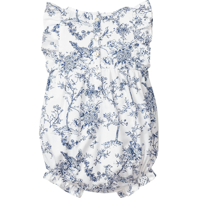 Baby's Twill Ruffled Romper in Timeless Toile