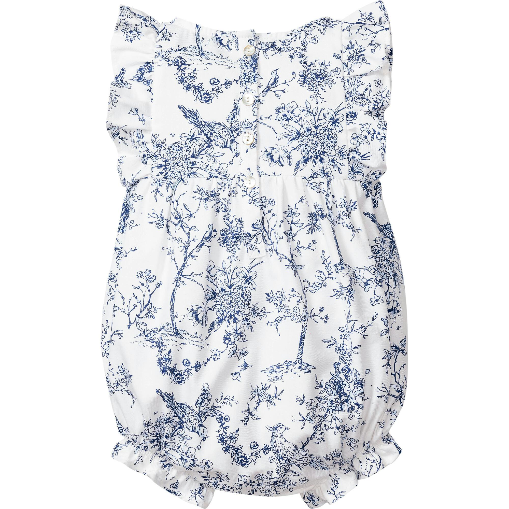 Baby's Twill Ruffled Romper in Timeless Toile