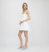 The Ribbon Seraphina Mini Nap Dress - White Crinkle Check