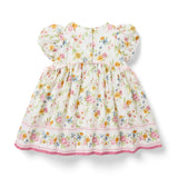 Baby Floral Border Dress, ivory