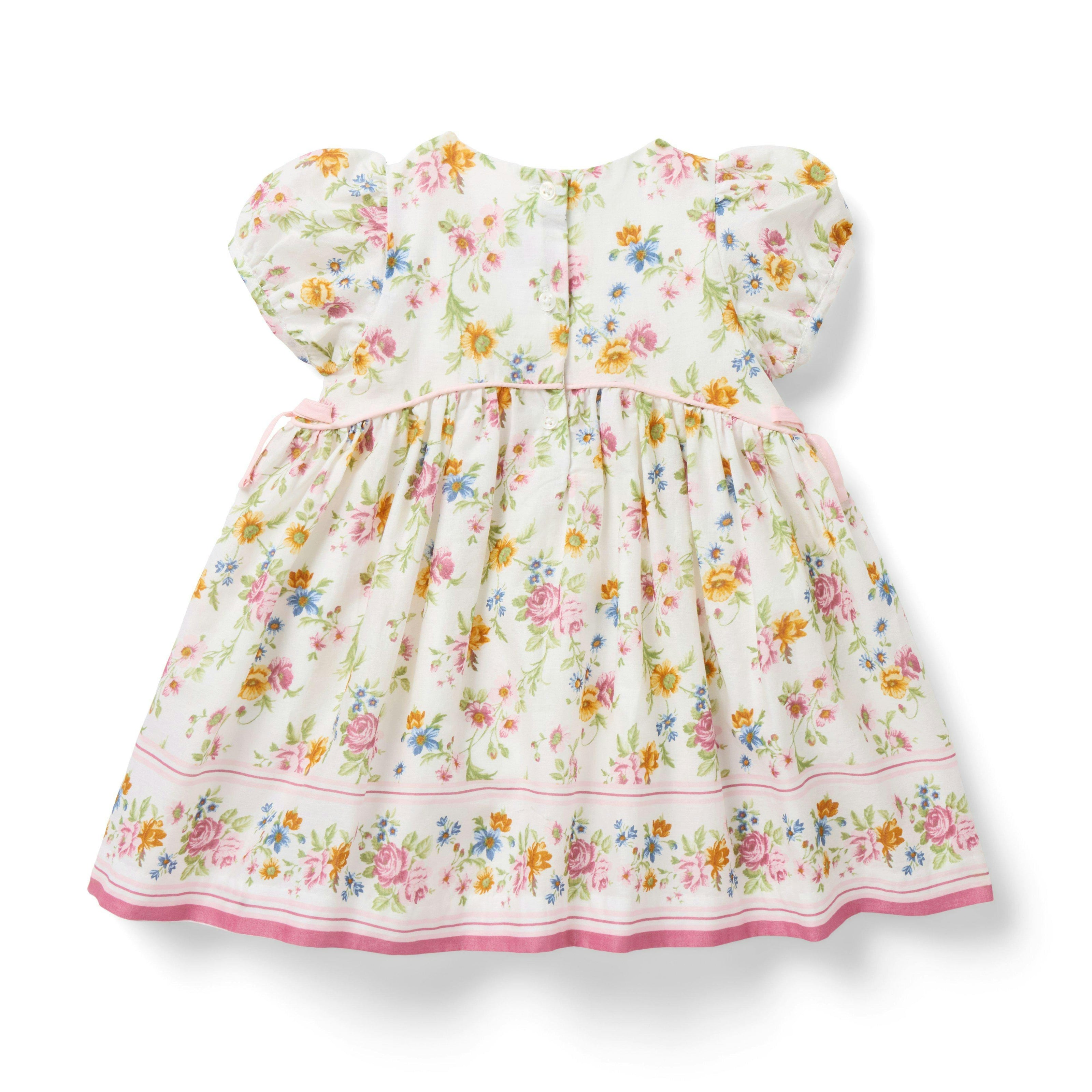 Baby Floral Border Dress, ivory