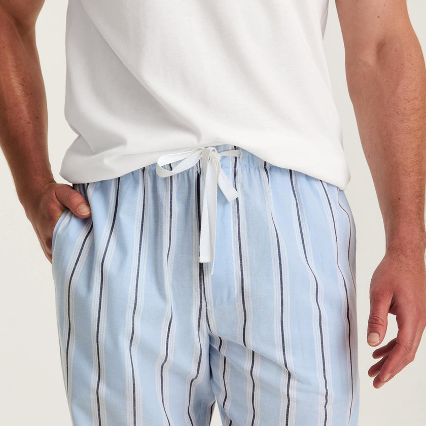 Men's Twill Pajama Pants in Coastal Stripe
