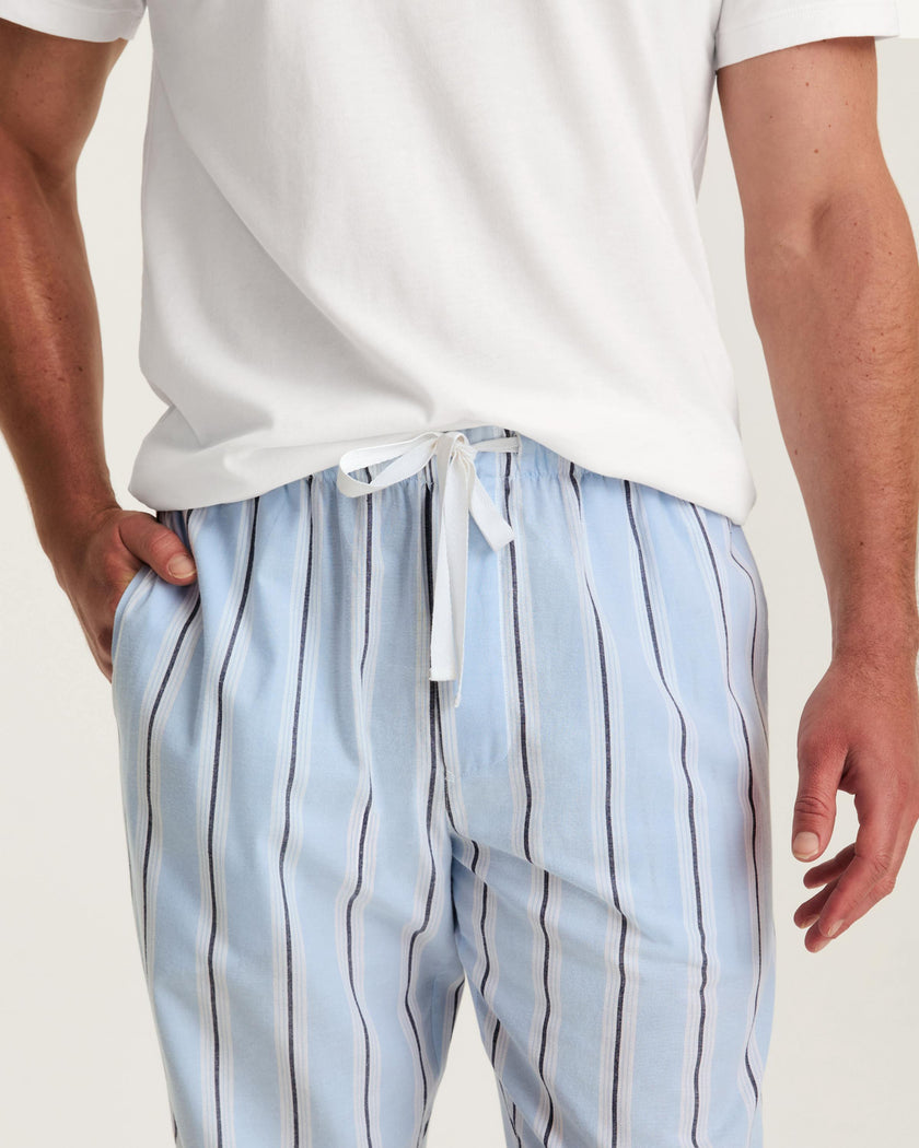 Men's Twill Pajama Pants in Coastal Stripe