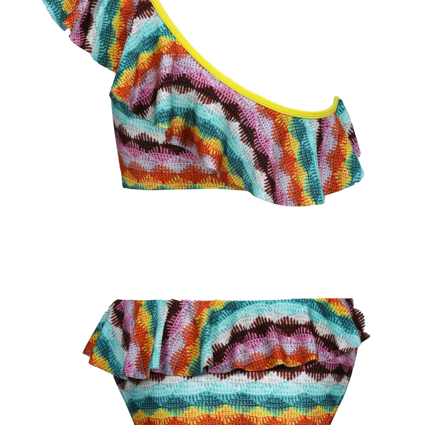 Camelia Knit Ruffle One-Shoulder & Waist Cut-Out Swimsuit