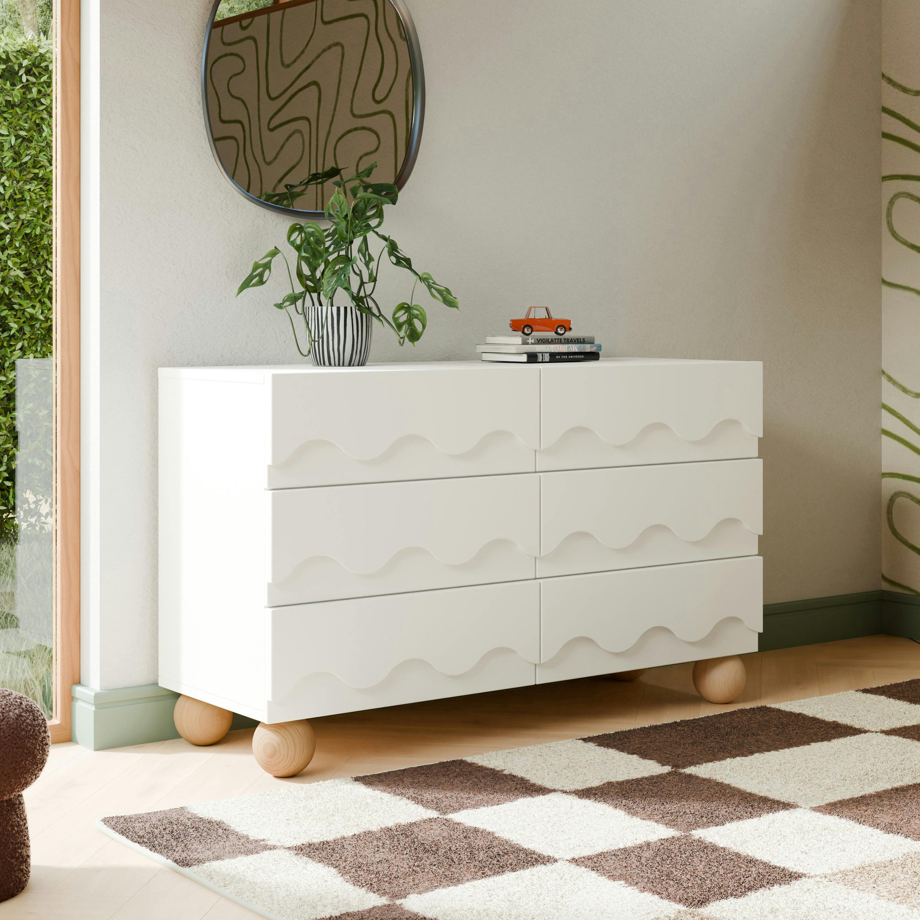 Lido Wave 6-Drawer Wide Assembled Dresser (56