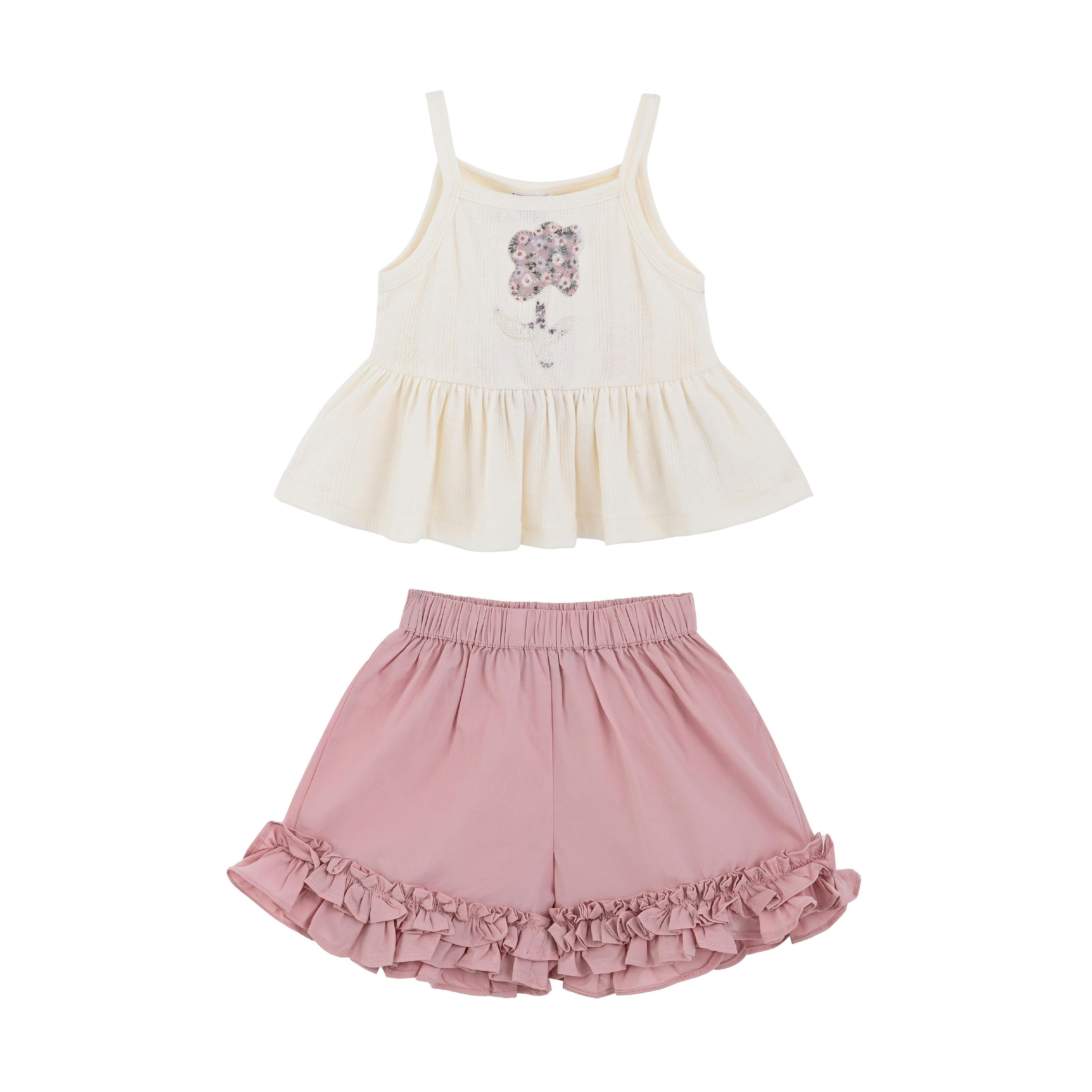 Pink Ruffle Short Set