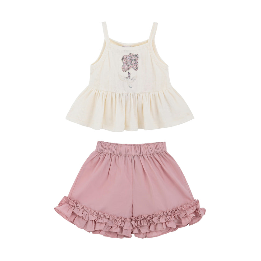 Pink Ruffle Short Set
