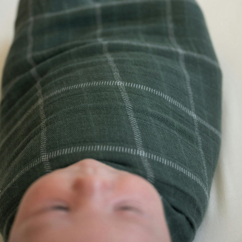 Cotton Muslin Swaddle Blanket - Evergreen Plaid