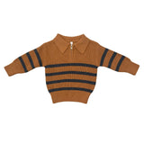 Boys Striped Zip Up Sweater in Nightfall Blue Stripe