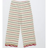 BARCOS KNIT PANTS OFF WHITE / RED