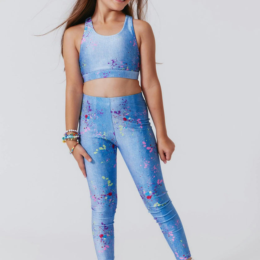 Girls Hi-Shine Scoop Neck Racer Back Sports Bra