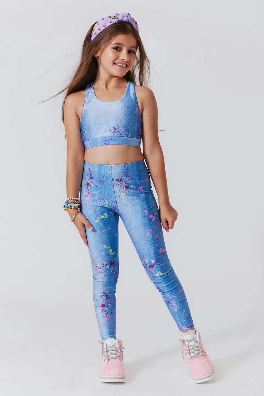 Girls Hi-Shine Scoop Neck Racer Back Sports Bra