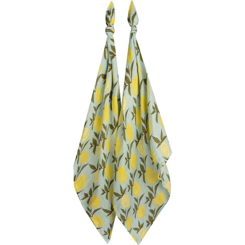 Lemon Organic Cotton Muslin Two-Piece Burp Cloth Set