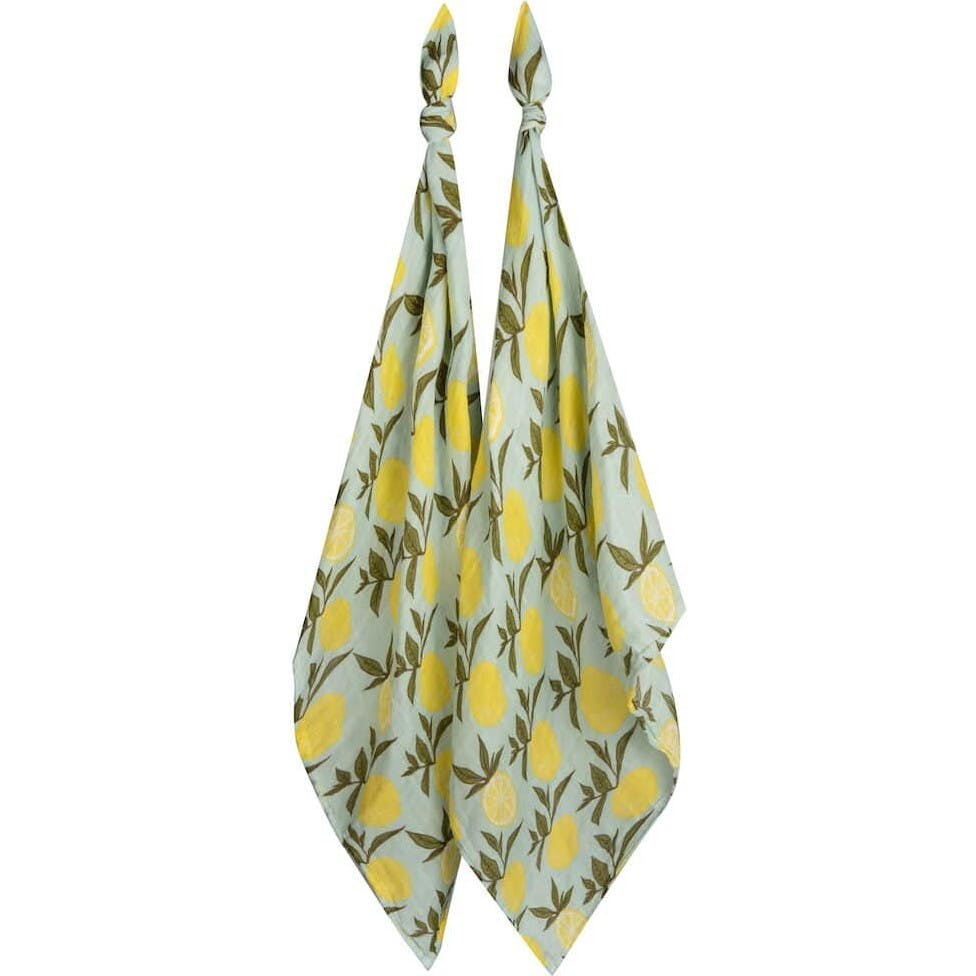 Lemon Organic Cotton Muslin Two-Piece Burp Cloth Set