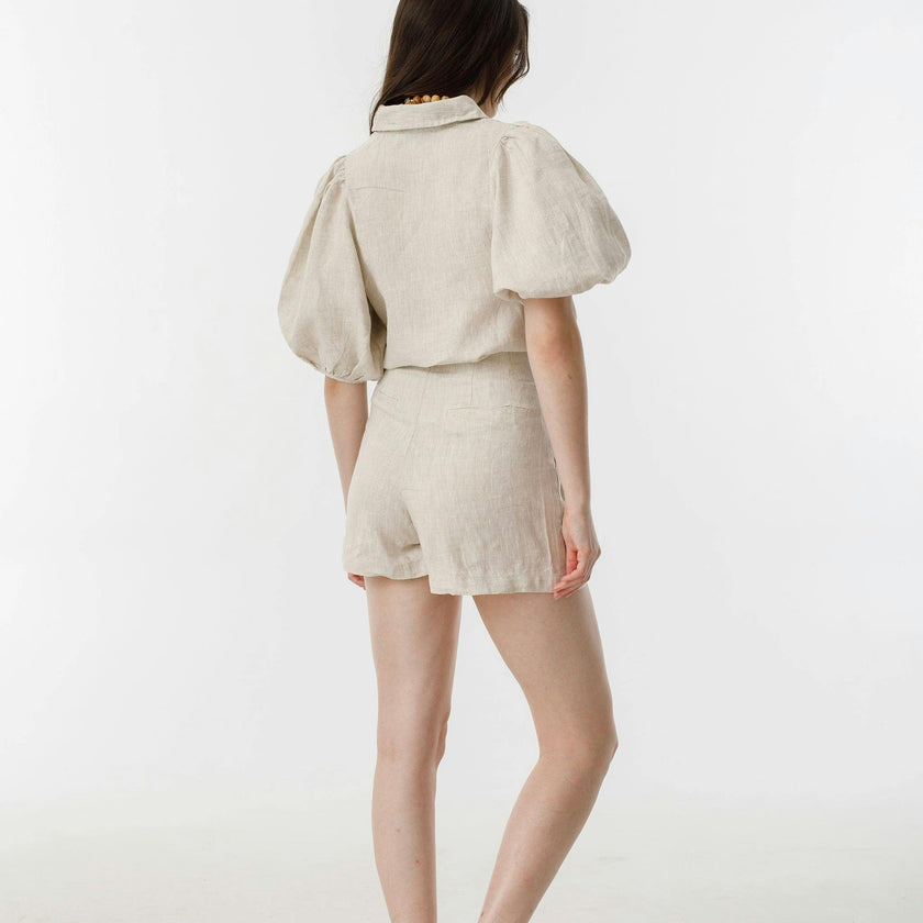 Frida Linen Shorts - Natural