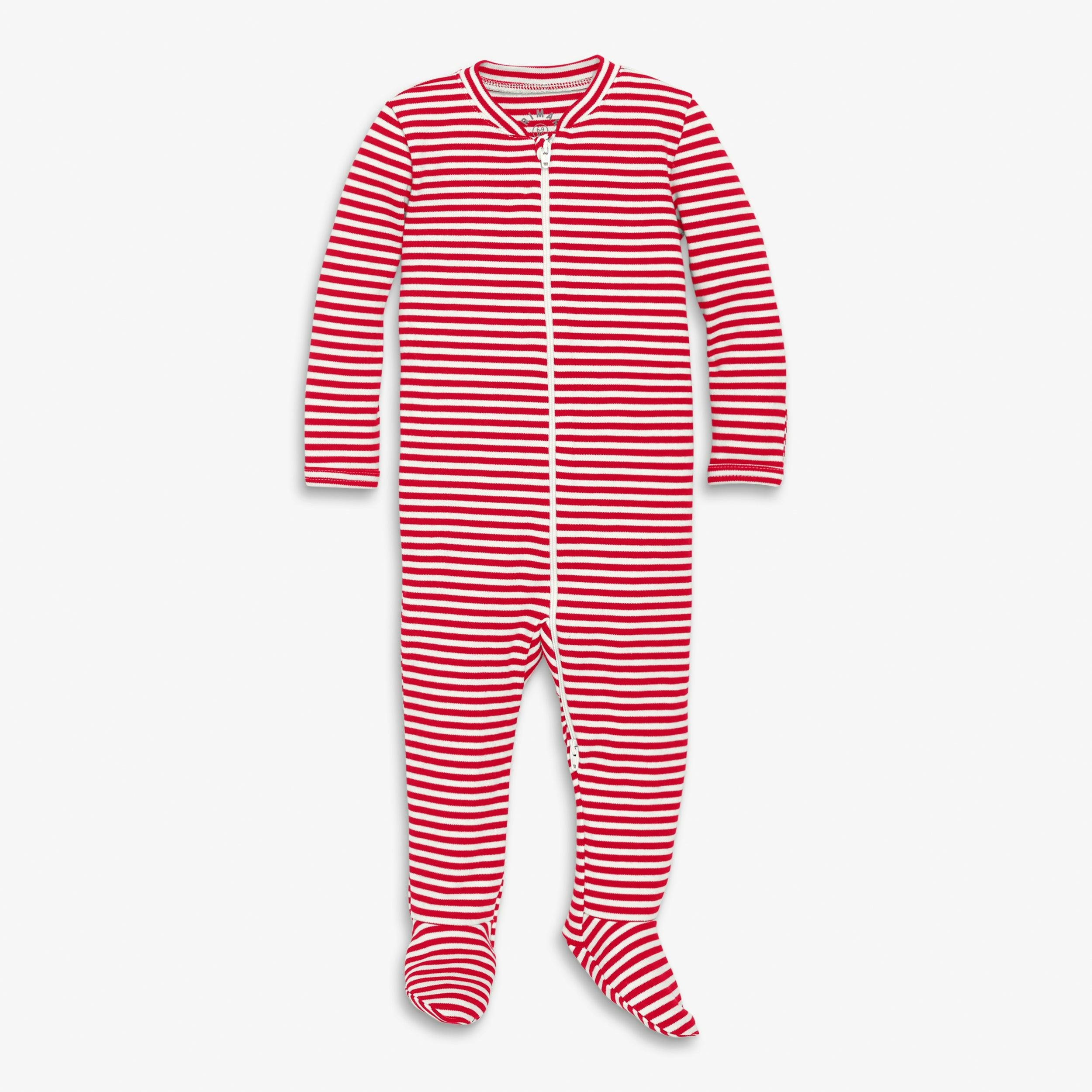 Baby organic zip footie in stripe