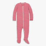 Baby organic zip footie in stripe