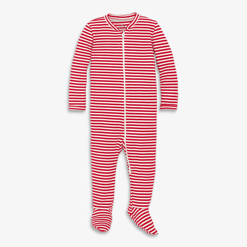 Baby organic zip footie in stripe