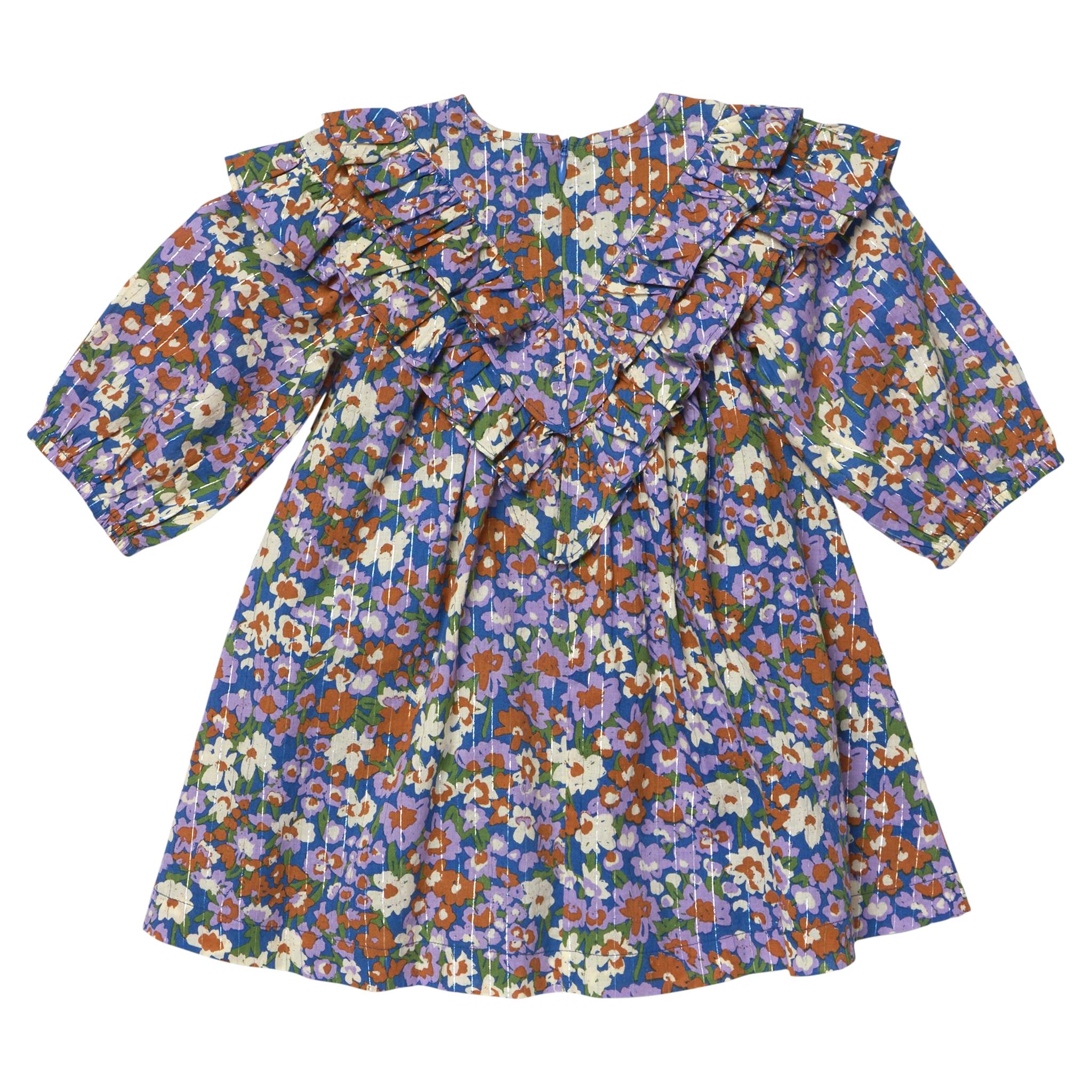 Girls Everly Dress - True Blue Sketched Floral