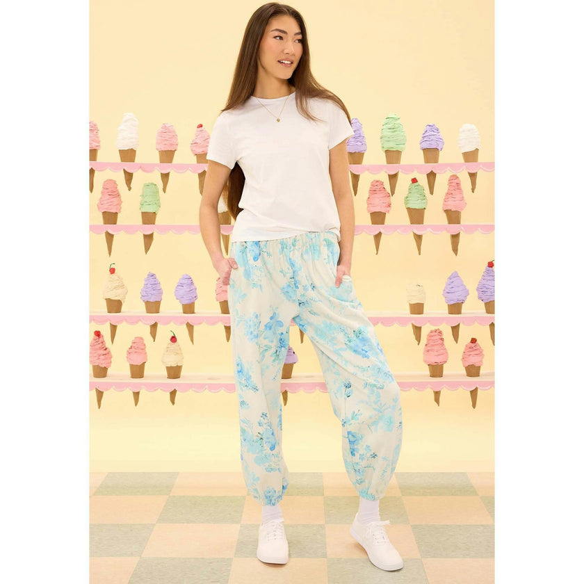 Kian Jogger Sweatpants in Blue Aquarelle Fleur